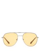 Matchesfashion.com Prada Eyewear - Yellow Tinted Aviator Sunglasses - Mens - Silver