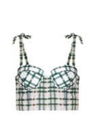 Rosie Assoulin Checked-seersucker Cropped Top