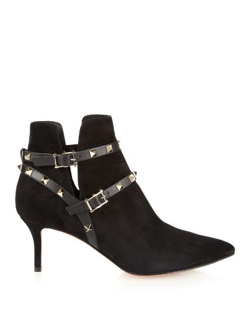 Valentino Rockstud Suede Ankle Boots