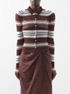 Jacquemus - Sognu Striped Ribbed Jersey Shirt - Womens - Brown Multi