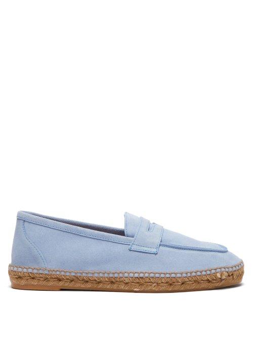 Matchesfashion.com Castaer - Nacho Suede Penny Loafer Espadrilles - Mens - Light Blue