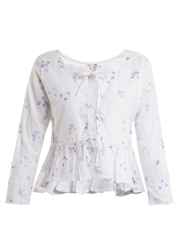 Thierry Colson Safia Floral-print Tie-front Top