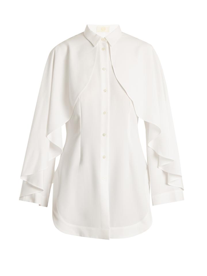Sara Battaglia Cape-shoulder Crepe Blouse