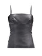 Matchesfashion.com Emilia Wickstead - Benson Square-neck Faux-leather Top - Womens - Black