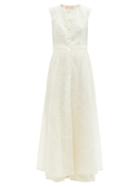 Ladies Rtw Marta Ferri - Arizona Cross-stitched Linen-blend Dress - Womens - White