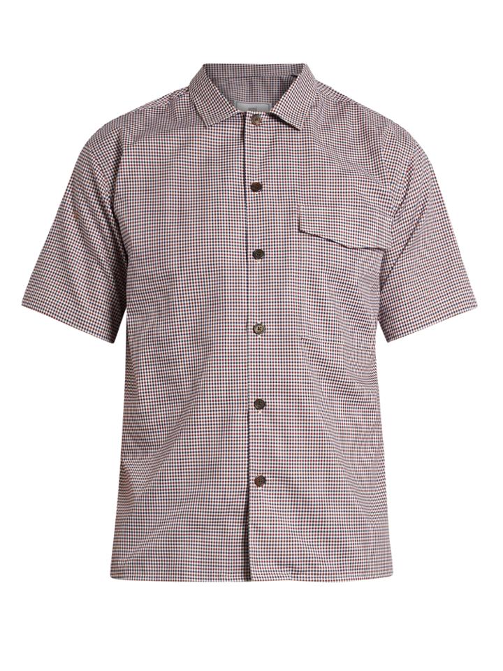 Ami Short-sleeved Checked Cotton Shirt