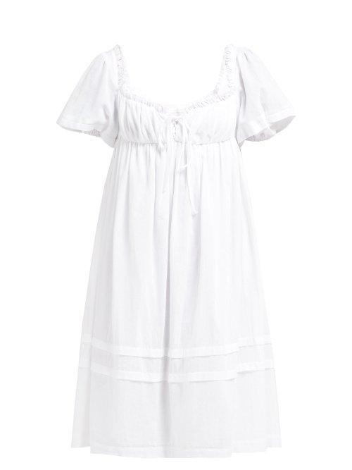 Matchesfashion.com Loup Charmant - Otranto Ruffled Cotton Voile Midi Dress - Womens - White