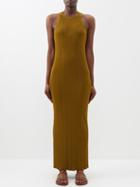 Toteme - Ribbed-knit Jersey Maxi Dress - Womens - Olive