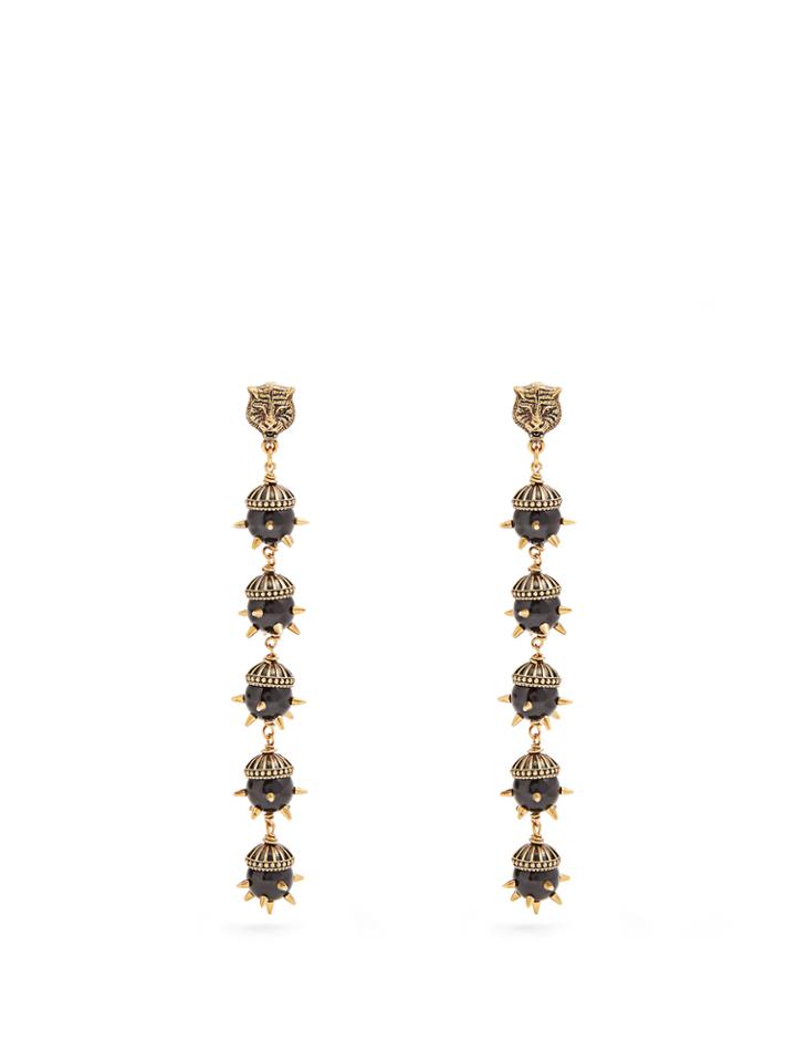 Gucci Tiger-head Spike-embellished Earrings