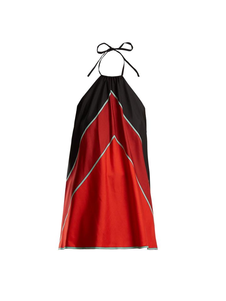 Diane Von Furstenberg Chevron-print Silk Halterneck Top