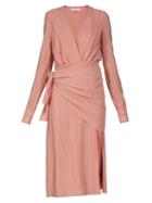Matchesfashion.com Altuzarra - Sade Lam Striped Georgette Midi Dress - Womens - Light Pink