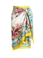 Dolce & Gabbana Majolica And Rose-print Cotton Sarong