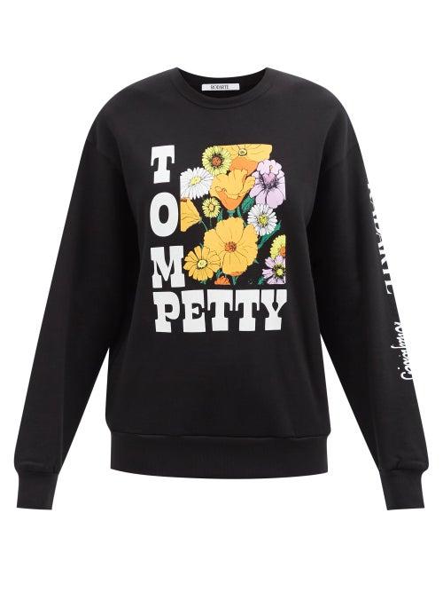 Rodarte - X Tom Petty Logo-print Cotton-jersey Sweatshirt - Womens - Black