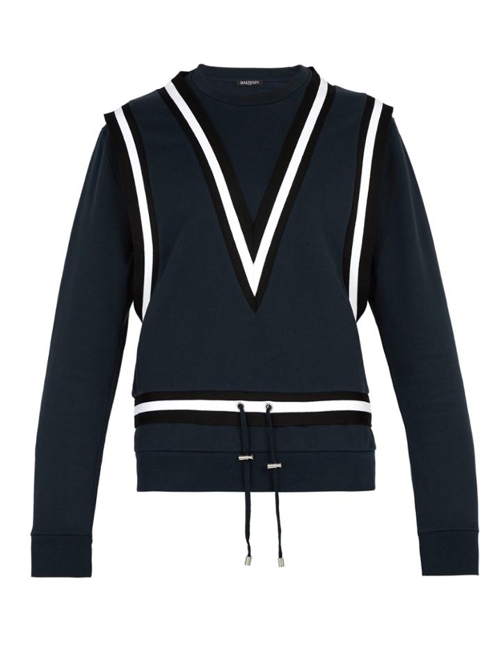 Balmain Taped-band Cotton-jersey Sweatshirt