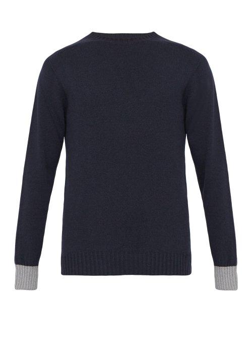 Matchesfashion.com Howlin' - Life In Reverse Lambswool Blend Sweater - Mens - Navy