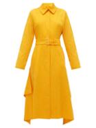 Matchesfashion.com Joseph - Cassie Waterfall-panel Belted Shantung Overcoat - Womens - Orange