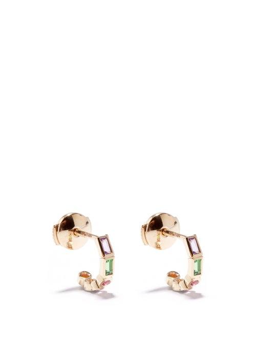 Ladies Fine Jewellery Yvonne Lon - Mismatched Sapphire & 9kt Gold Hoop Earrings - Womens - Multi