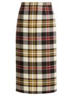 Matchesfashion.com Miu Miu - Tartan Wool Pencil Skirt - Womens - Ivory Multi