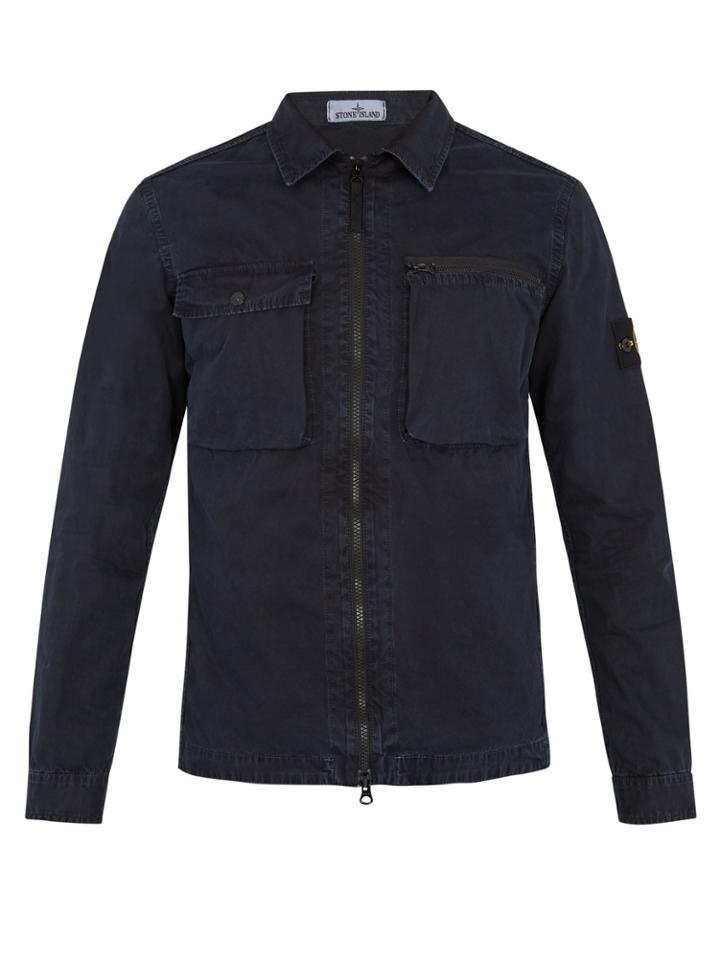 Stone Island Point-collar Cotton-gabardine Overshirt