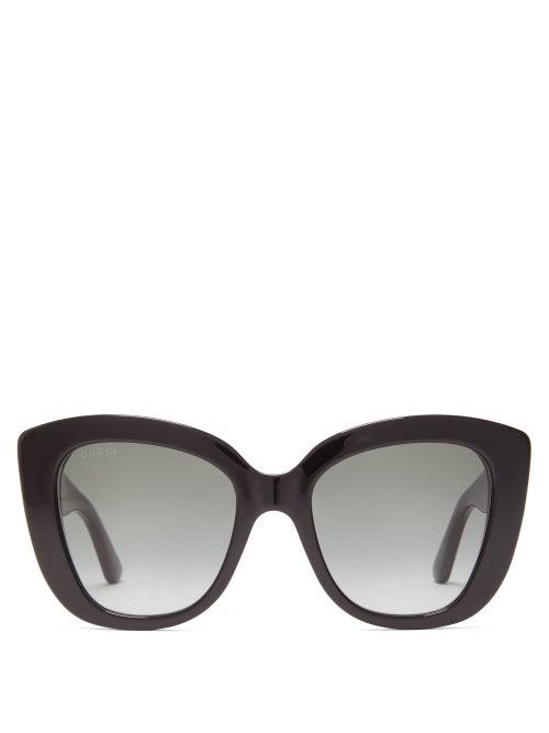 Matchesfashion.com Gucci - Gg Embossed Butterfly Acetate Sunglasses - Womens - Black