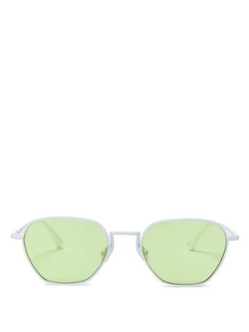 Matchesfashion.com Linda Farrow - X Alessandra Rich Rectangular Sunglasses And Chain - Womens - Green