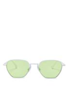 Matchesfashion.com Linda Farrow - X Alessandra Rich Rectangular Sunglasses And Chain - Womens - Green