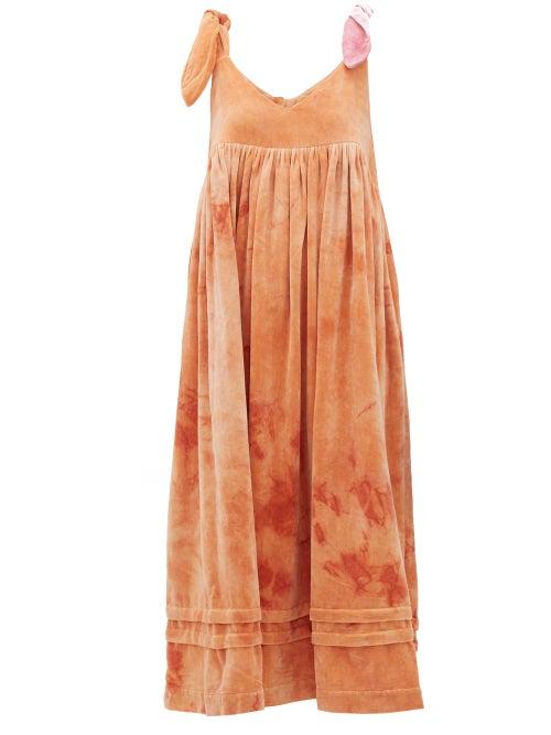 Matchesfashion.com Story Mfg - Daisy Tie Dye Cotton Velvet Dress - Womens - Pink