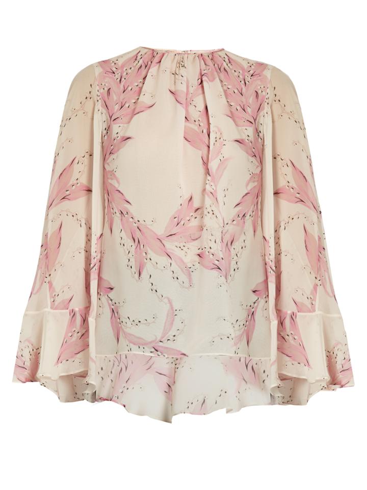 Giambattista Valli Cape-back Snowdrop-print Silk-georgette Blouse