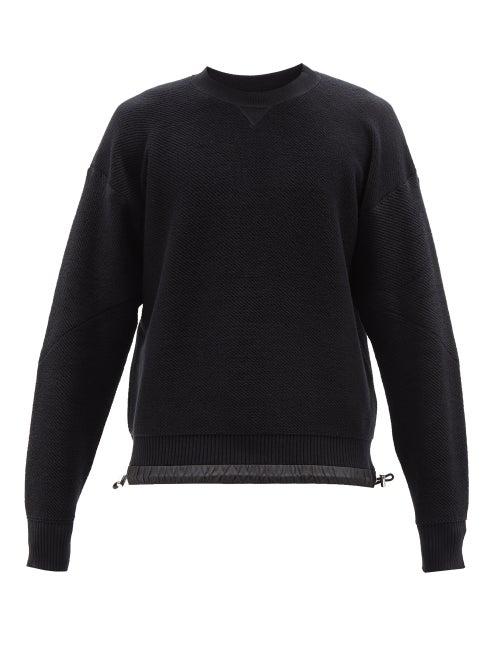 Sacai - Toggled-hem Bias-ribbed Cotton Sweater - Mens - Black