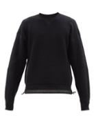 Sacai - Toggled-hem Bias-ribbed Cotton Sweater - Mens - Black