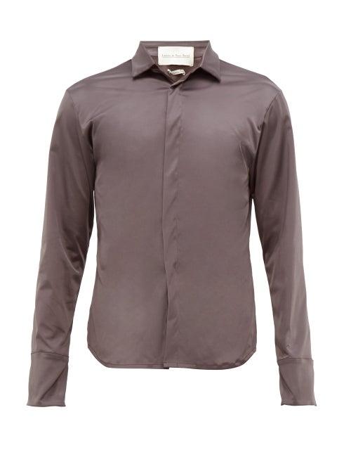Matchesfashion.com Ludovic De Saint Sernin - Exaggerated Cuff Satin Shirt - Mens - Dark Grey