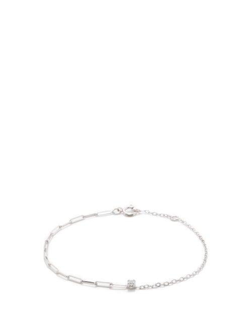 Yvonne Lon - Diamond & 18kt White-gold Mixed-chain Bracelet - Womens - White Gold
