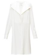 Matchesfashion.com Bottega Veneta - Belted Wide-lapel Silk-satin Dress - Womens - White