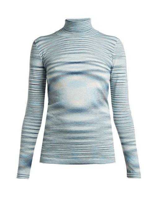 Matchesfashion.com Missoni - Space Dye Wool Roll Neck Sweater - Womens - Blue Multi
