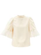 Matchesfashion.com See By Chlo - Puff-sleeved Satin Blouse - Womens - Ivory