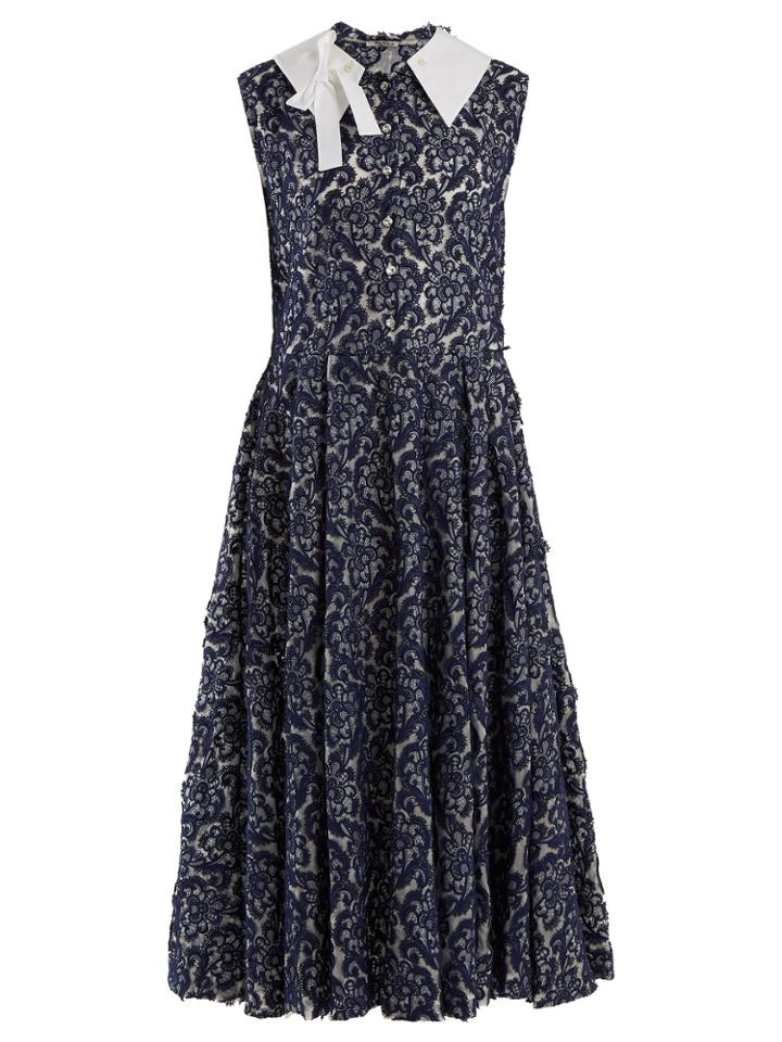 Miu Miu Contrast-collar Floral-lace Dress