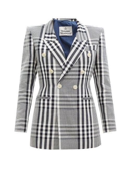 Vivienne Westwood - Leilo Double-breasted Check Blazer - Womens - Navy White