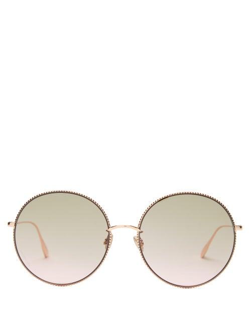 Matchesfashion.com Dior Eyewear - Diorsociety2f Chain-rim Round Metal Sunglasses - Womens - Copper