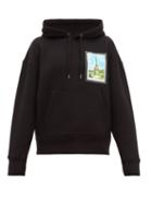 Matchesfashion.com Ami - Postcard Patch Cotton Blend Hooded Sweatshirt - Mens - Black