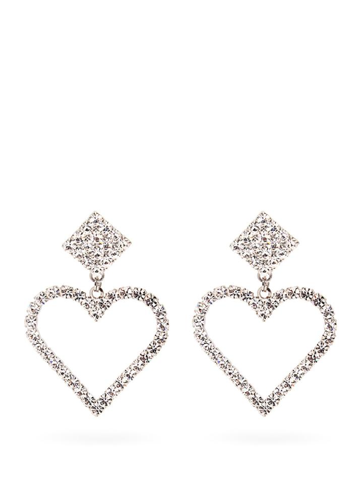 Alessandra Rich Crystal-embellished Heart Earrings