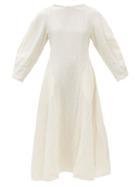 Jil Sander - Boat-neck Tumbled Linen-blend Ripstop Midi Dress - Womens - Ivory