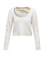 Matchesfashion.com Bottega Veneta - Chain Trim Scoop Neck Sweater - Womens - White