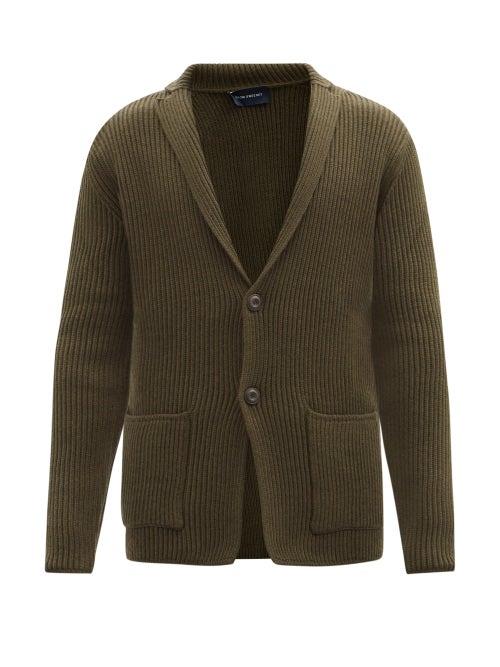 Thom Sweeney - Rib-knit Merino Shawl-collar Cardigan - Mens - Green