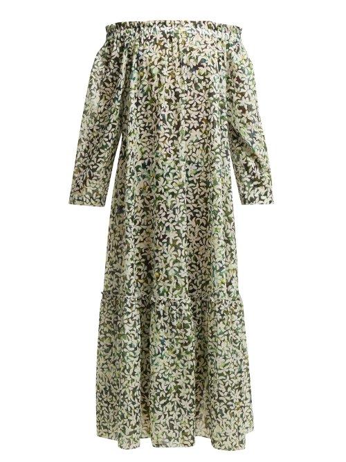 Matchesfashion.com On The Island - St Barts Floral Print Cotton Dress - Womens - Green Print