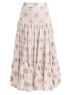 Caroline Constas Peasant Floral-embroidered Tiered Skirt