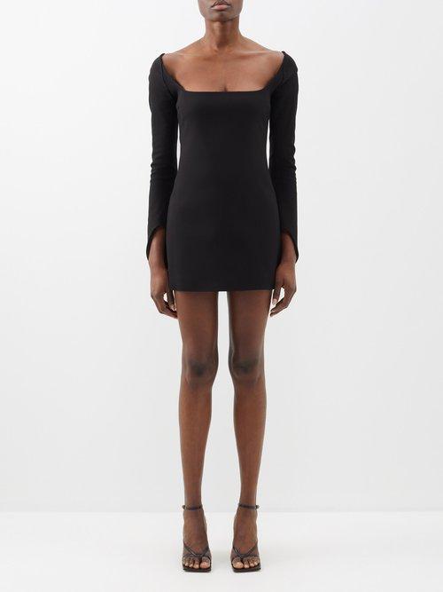Khaite - Tate Square-neck Stretch-knit Mini Dress - Womens - Black