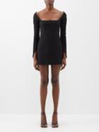 Khaite - Tate Square-neck Stretch-knit Mini Dress - Womens - Black