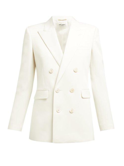Matchesfashion.com Saint Laurent - Double Breasted Wool Blazer - Womens - White