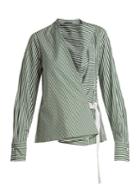 Joseph Arran Striped Cowl-neck Wrap Shirt