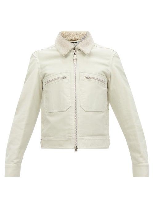 Tom Ford - Shearling-collar Cotton-twill Jacket - Mens - Cream